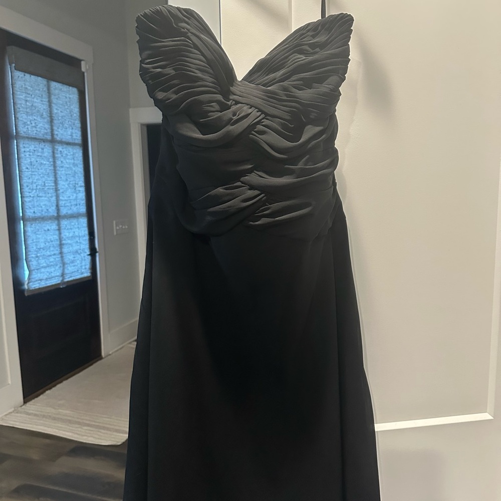 White House Black Market Black Ruched Strapless Gown